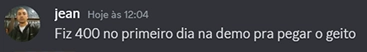 Mensagem de aluno no Discord